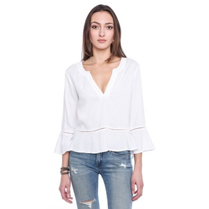 Cloth‎ & Stone White V-Neck Peasant Blouse XS